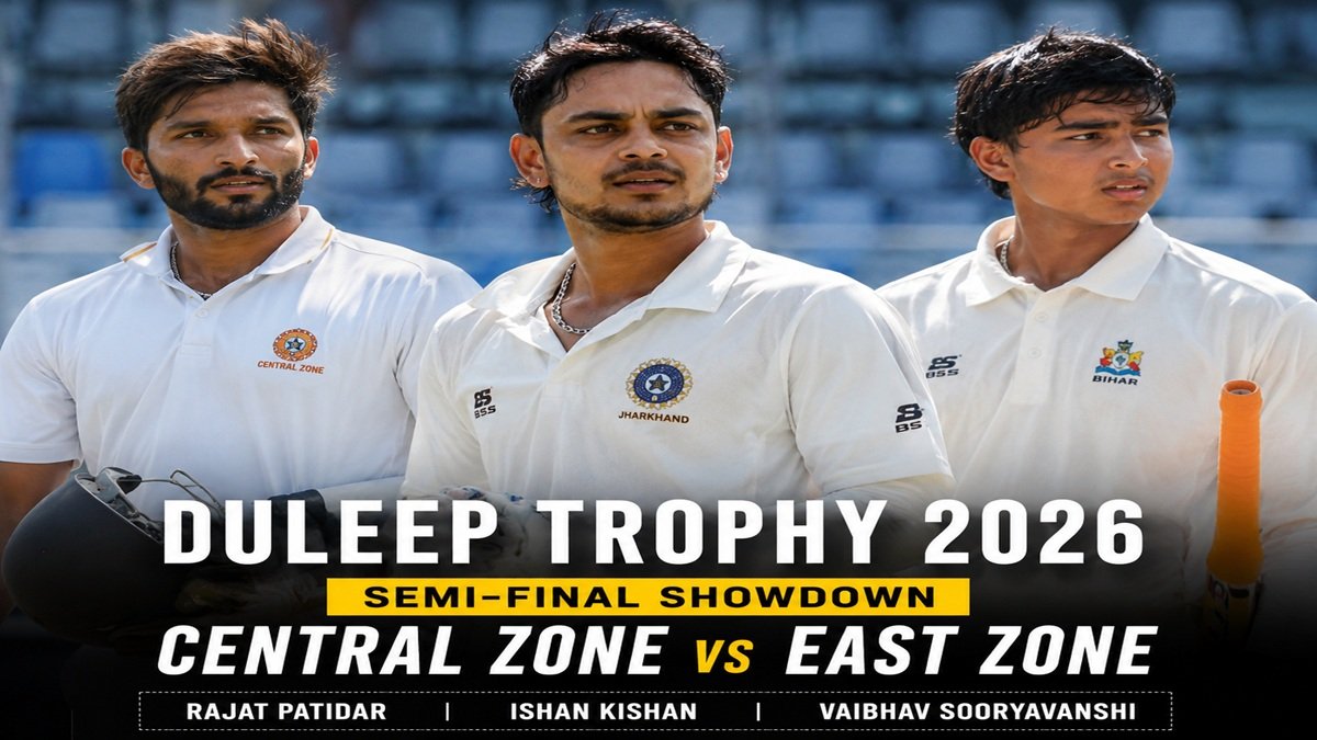 Duleep Trophy 2026 semi final featuring Rajat Patidar, Ishan Kishan and Vaibhav Sooryavanshi