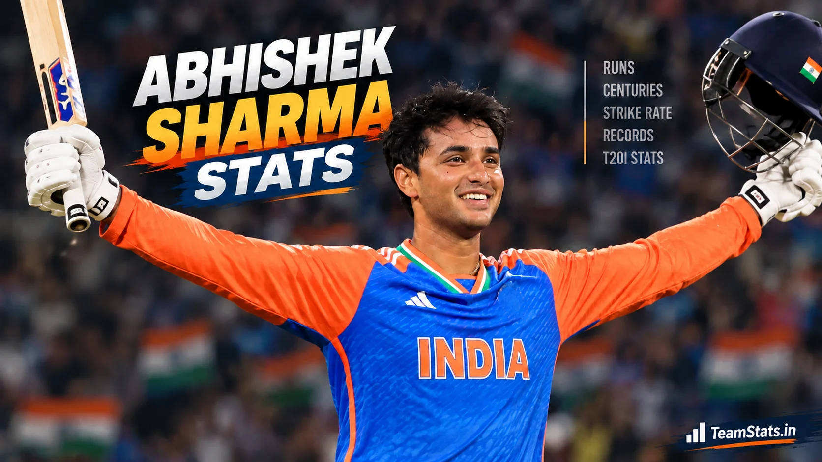 Abhishek Sharma Stats including T20I runs, centuries, strike rate and records