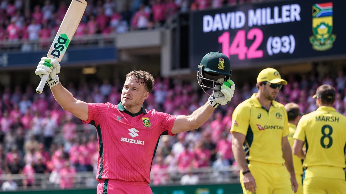 David Miller 142 vs Australia – Career-Best ODI Century David Miller celebrates career-best 142 vs Australia in the second ODI