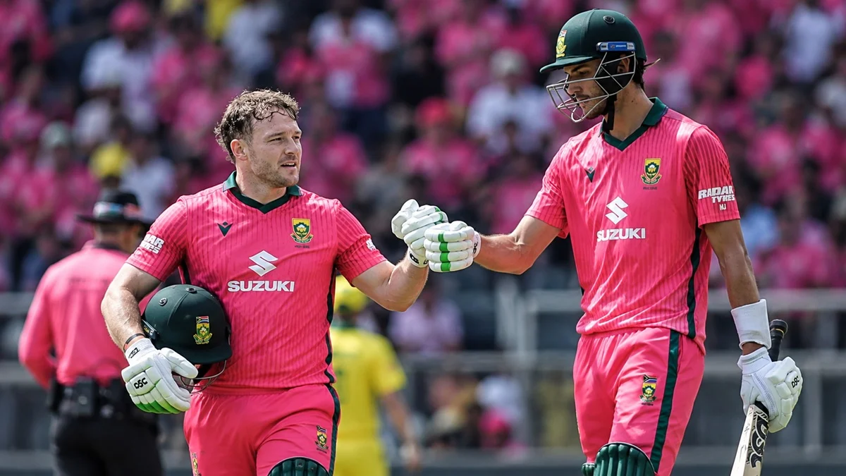 David Miller with Marco Jansen after scoring 142 vs Australia