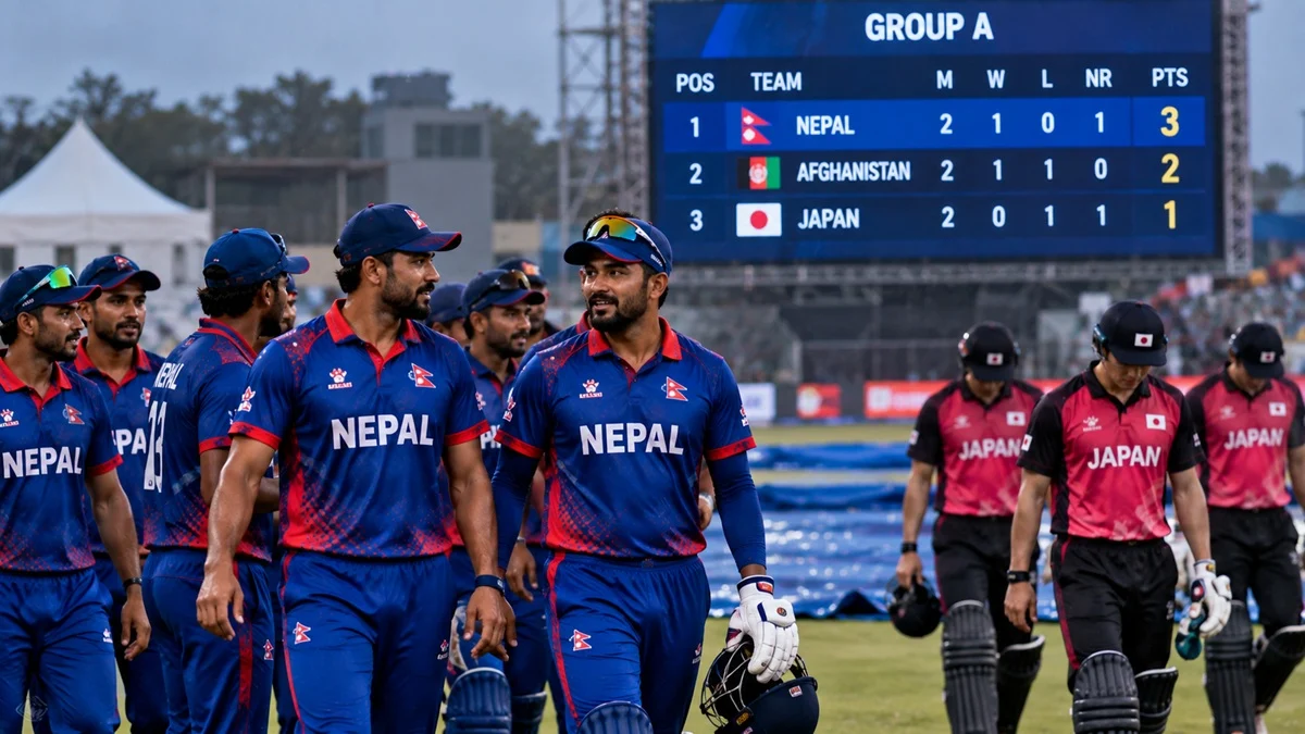 Japan vs Nepal final Group A standings with Nepal finishing first at Asian Games 2026