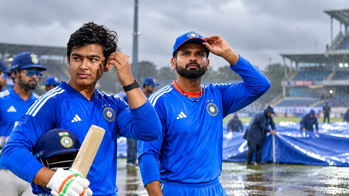 Vaibhav Sooryavanshi with India teammate during Asian Games 2026 rain delay