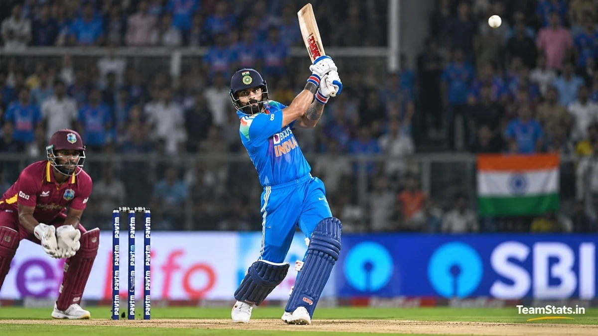 Virat Kohli batting during his unbeaten 139 against West Indies