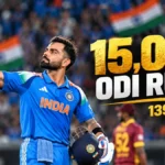 Virat Kohli 15000 ODI Runs – 139* vs West Indies, Virat Kohli celebrates 15000 ODI runs after scoring 139 not out against West Indies