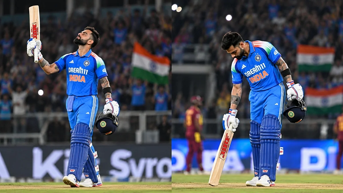 Virat Kohli celebrates his 55th ODI century against West Indies