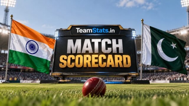 India National Cricket Team Vs Pakistan National Cricket Team Match Scorecard with India and Pakistan flags