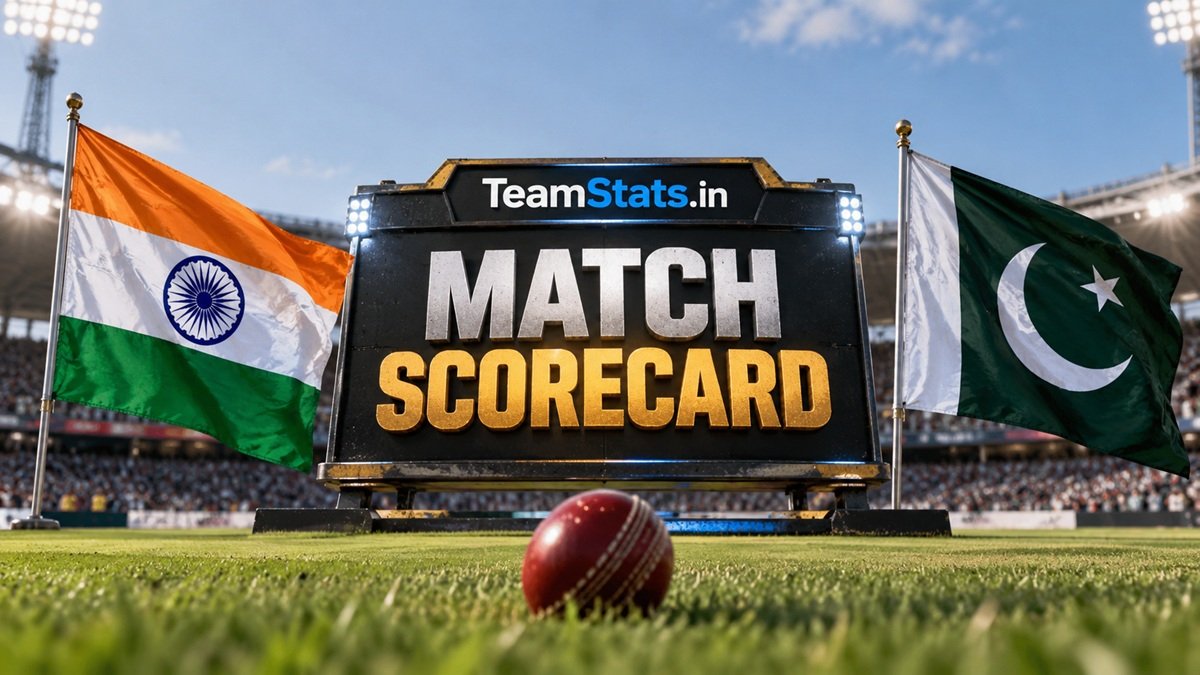 India National Cricket Team Vs Pakistan National Cricket Team Match Scorecard with India and Pakistan flags