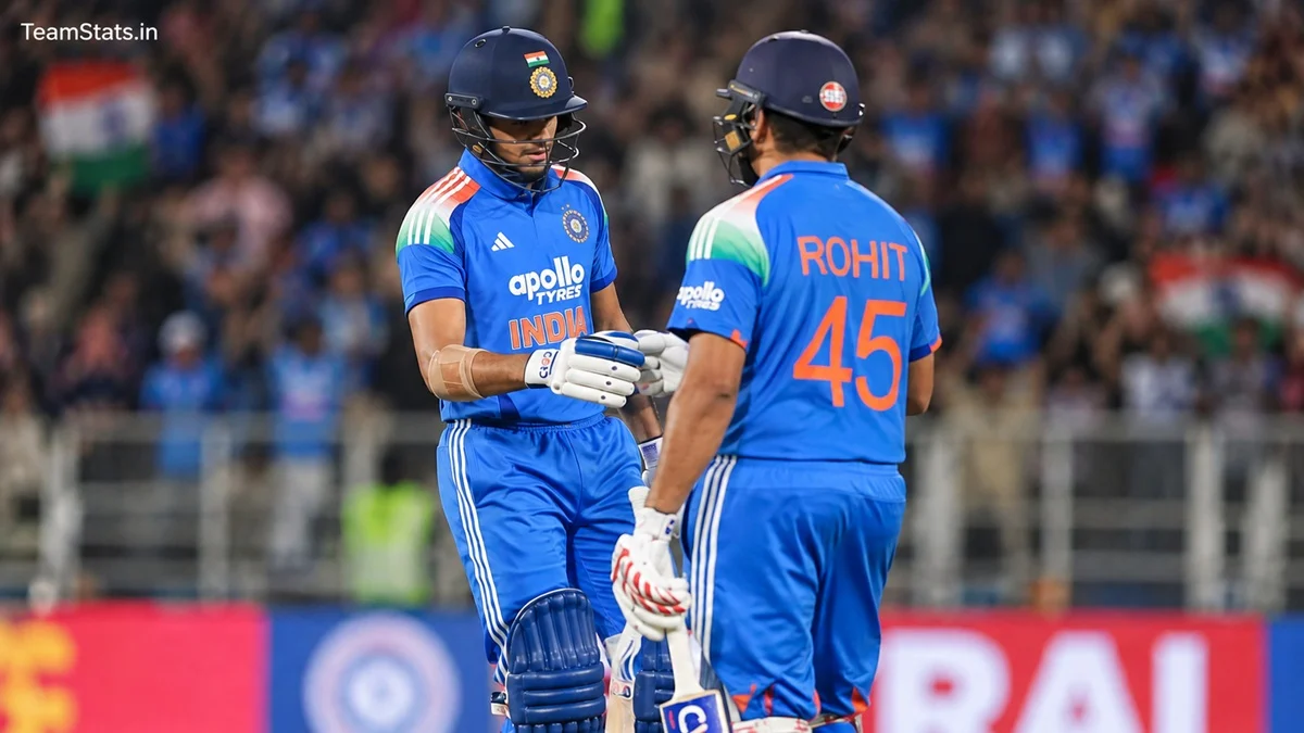 Shubman Gill and Rohit Sharma during their 255-run partnership against West Indies